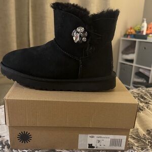 UGG Black Boots with Gem Detail